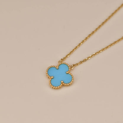[⭐Mirelle]CLOVER 15MM VINTAGE TURQUOISE NECKLACE