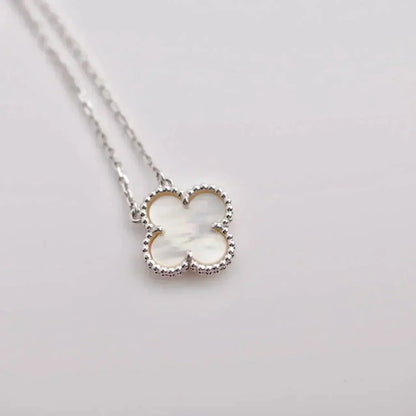 [⭐Mirelle]CLOVER  15MM WHITE MOTHER-OF-PEARL SILVER