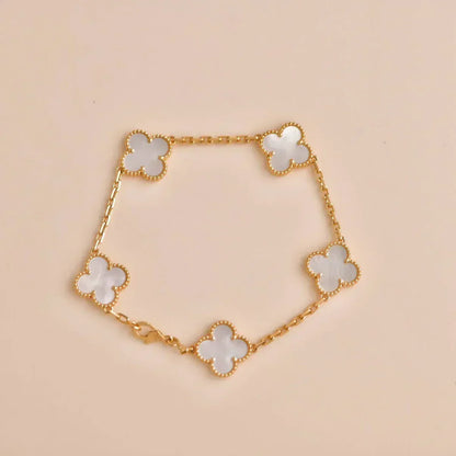 [⭐Mirelle]CLOVER WHITE PEARL MOP 5 MOTIF BRACELET COLLECTION