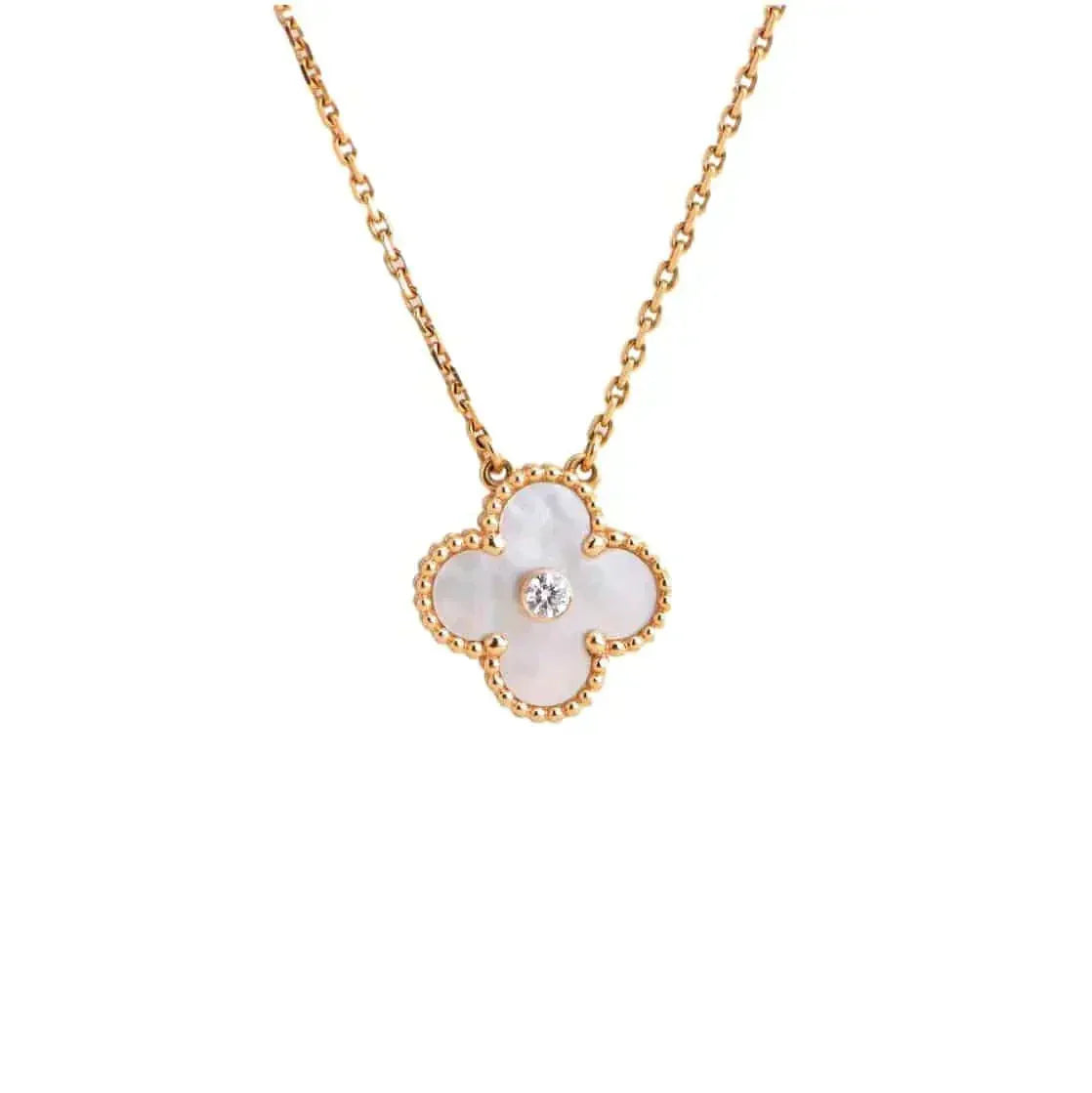 [⭐Mirelle]CLOVER 15MM DIAMOND WHITE FRITILLARIA NECKLACE