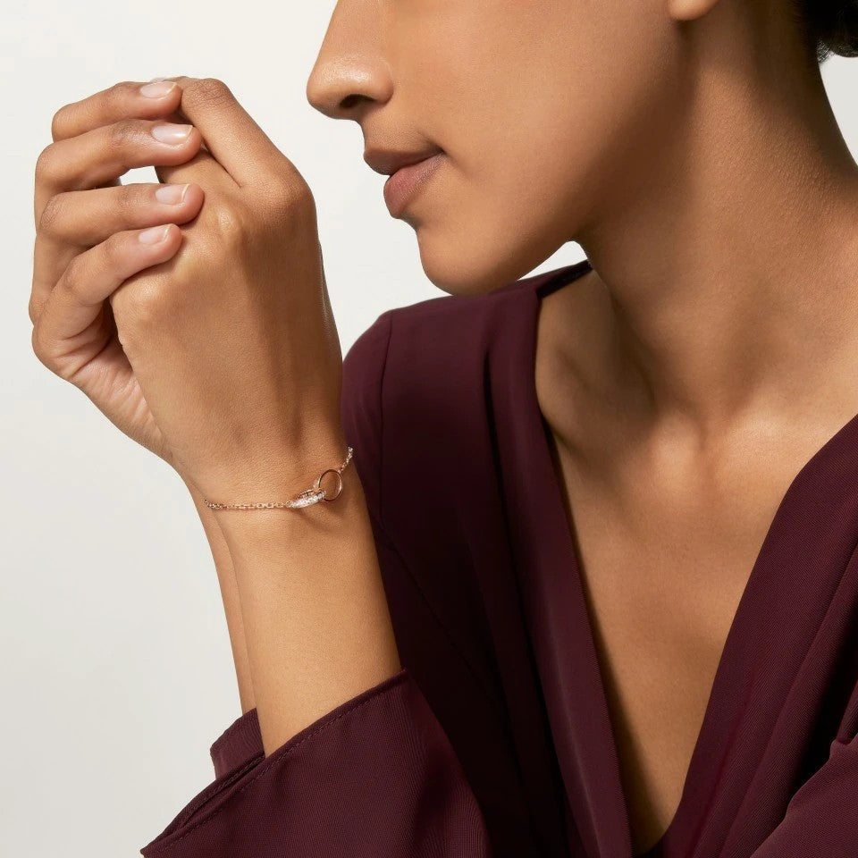[⭐Mirelle]LOVE DOUBLE RING HALF DIAMOND BRACELET