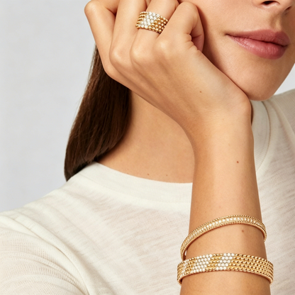 [⭐Mirelle]  FIVE-ROW DIAMOND BRACELET