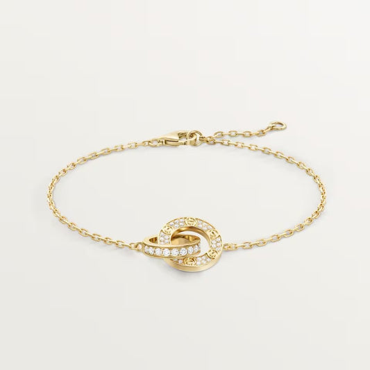 [⭐Mirelle]LOVE DOUBLE RING FULL DIAMOND BRACELET