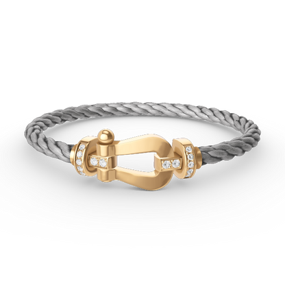 [⭐Mirelle]FORCE LARGE HORSESHOE HALF DIAMOND BRACELET GOLD