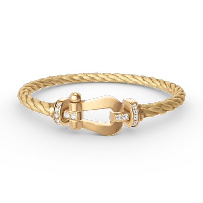 [⭐Mirelle]FORCE LARGE HORSESHOE HALF DIAMOND BRACELET GOLD
