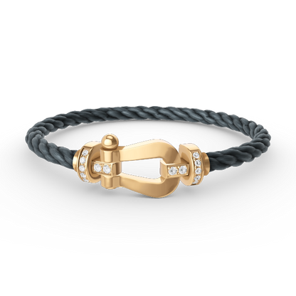 [⭐Mirelle]FORCE LARGE HORSESHOE HALF DIAMOND BRACELET GOLD