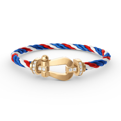 [⭐Mirelle]FORCE LARGE HORSESHOE HALF DIAMOND BRACELET GOLD