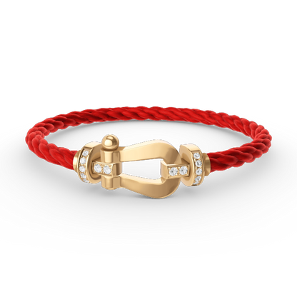 [⭐Mirelle]FORCE LARGE HORSESHOE HALF DIAMOND BRACELET GOLD