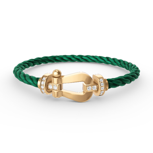[⭐Mirelle]FORCE LARGE HORSESHOE HALF DIAMOND BRACELET GOLD
