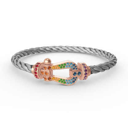 [⭐Mirelle]FORCE LARGE HORSESHOE  COLORED DIAMOND BRACELET ROSE GOLD