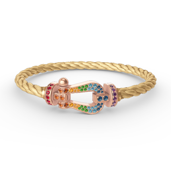 [⭐Mirelle]FORCE LARGE HORSESHOE  COLORED DIAMOND BRACELET ROSE GOLD