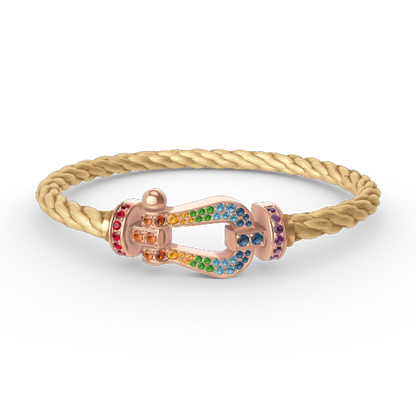 [⭐Mirelle]FORCE LARGE HORSESHOE  COLORED DIAMOND BRACELET ROSE GOLD