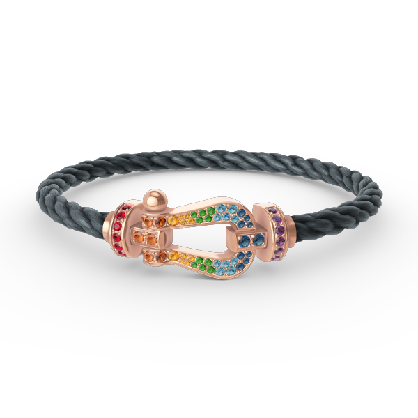 [⭐Mirelle]FORCE LARGE HORSESHOE  COLORED DIAMOND BRACELET ROSE GOLD