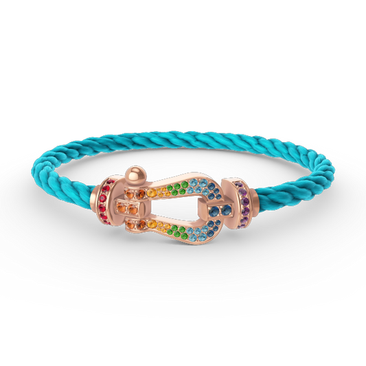 [⭐Mirelle]FORCE LARGE HORSESHOE  COLORED DIAMOND BRACELET ROSE GOLD