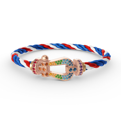 [⭐Mirelle]FORCE LARGE HORSESHOE  COLORED DIAMOND BRACELET ROSE GOLD