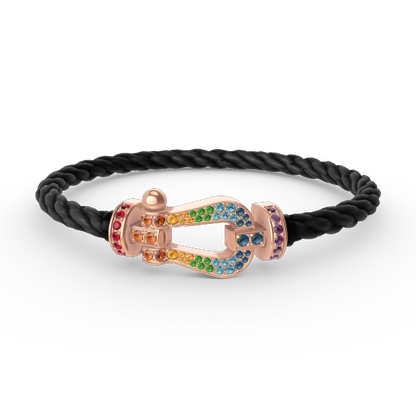 [⭐Mirelle]FORCE LARGE HORSESHOE  COLORED DIAMOND BRACELET ROSE GOLD