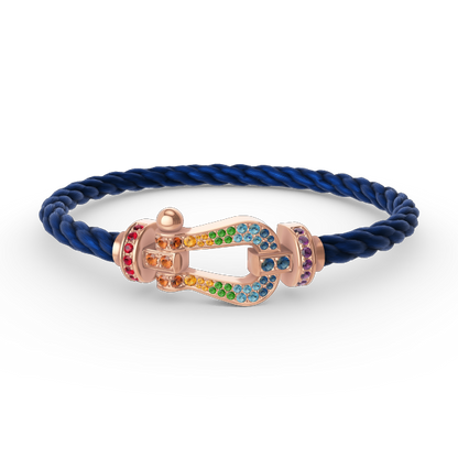 [⭐Mirelle]FORCE LARGE HORSESHOE  COLORED DIAMOND BRACELET ROSE GOLD