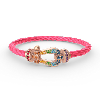 [⭐Mirelle]FORCE LARGE HORSESHOE  COLORED DIAMOND BRACELET ROSE GOLD