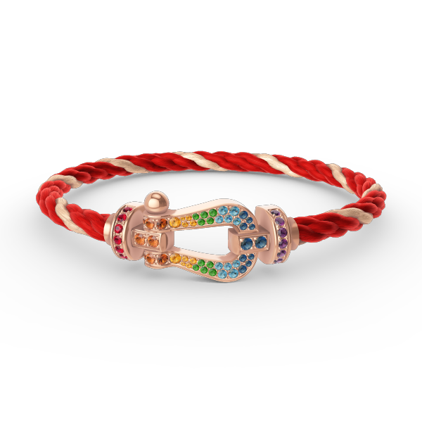 [⭐Mirelle]FORCE LARGE HORSESHOE  COLORED DIAMOND BRACELET ROSE GOLD