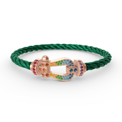[⭐Mirelle]FORCE LARGE HORSESHOE  COLORED DIAMOND BRACELET ROSE GOLD