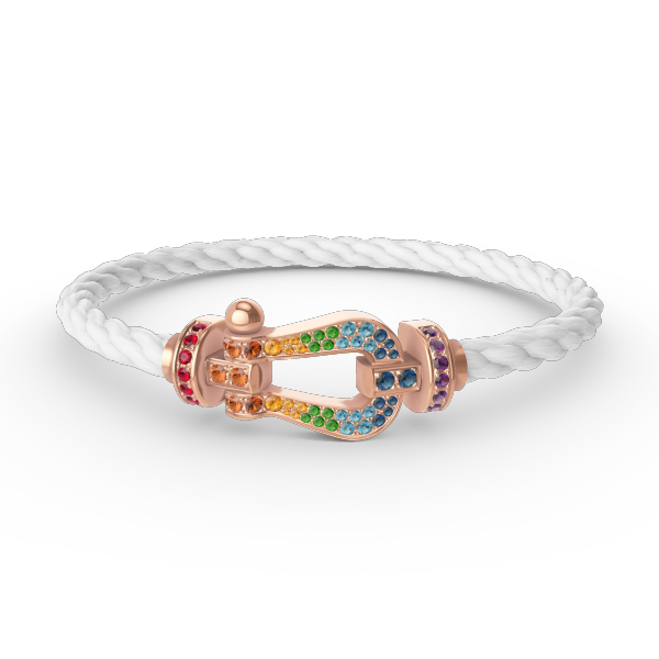 [⭐Mirelle]FORCE LARGE HORSESHOE  COLORED DIAMOND BRACELET ROSE GOLD