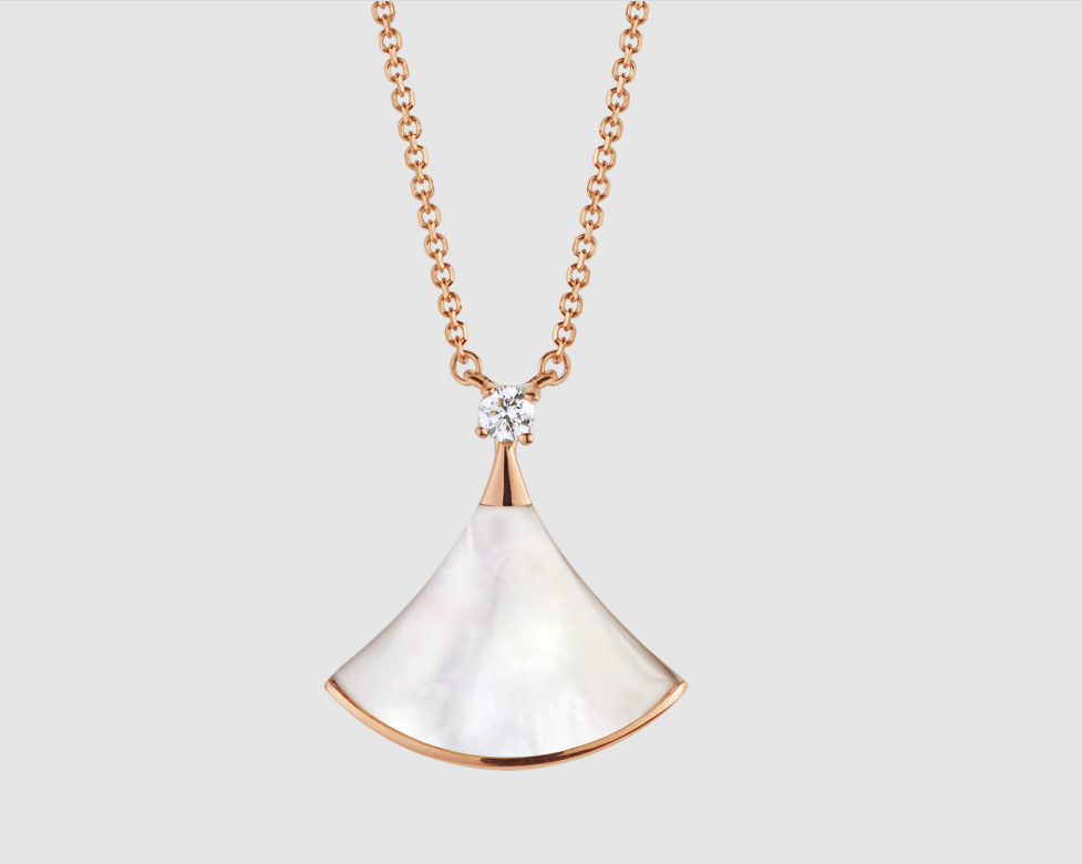 [⭐Mirelle]DREAM NECKLACE WHITE MOP PINK GOLD 1 DIAMOND