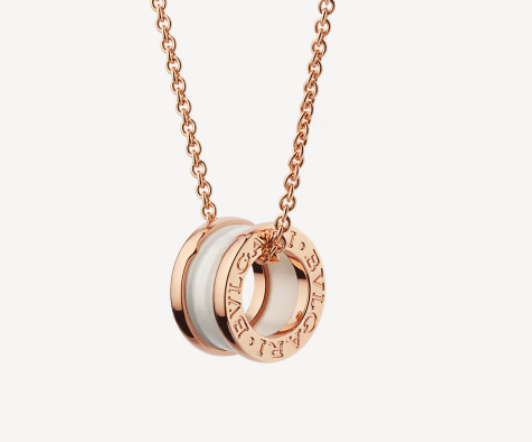 [⭐Mirelle]ZERO 1 WHITE CERAMIC PINK GOLD NECKLACE