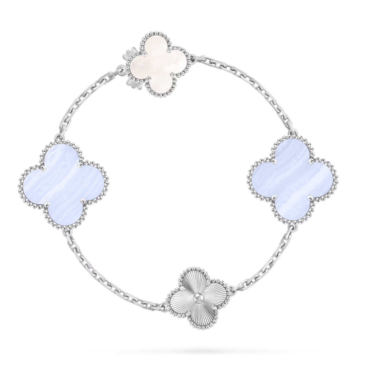 [⭐Mirelle]DETACHABLE CLOVER 15(11+4) FLOWER SILVER NECKLACE SET