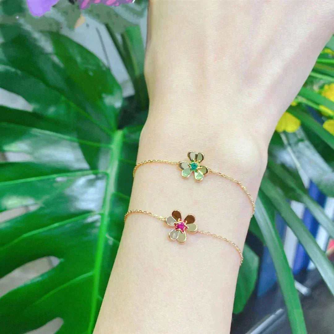 [⭐Mirelle]FRIVOLE GOLD FLOWER PINK MALACHITE BRACELET