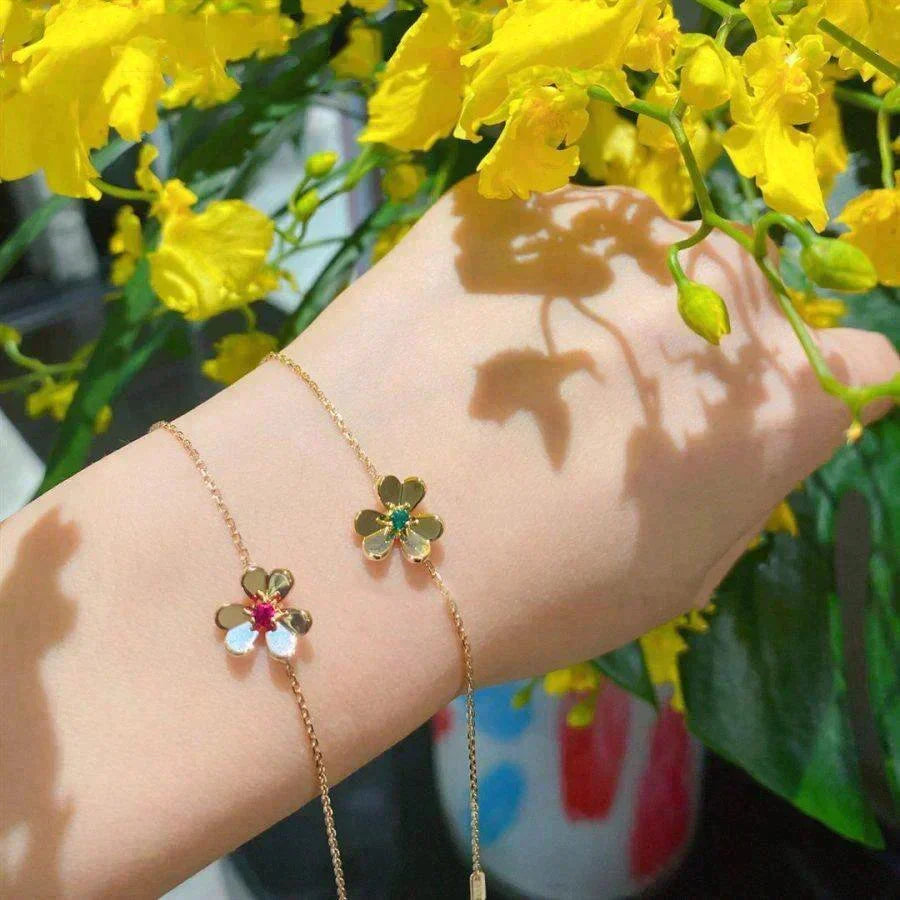 [⭐Mirelle]FRIVOLE GOLD FLOWER PINK MALACHITE BRACELET