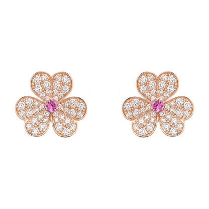 [⭐Mirelle]FRIVOLE PINK GOLD FLOWER DIAMOND EARRINGS