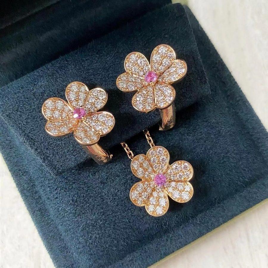[⭐Mirelle]FRIVOLE ROSE GOLD FLOWER DIAMOND NECKLACE