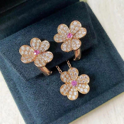 [⭐Mirelle]FRIVOLE ROSE GOLD FLOWER DIAMOND NECKLACE