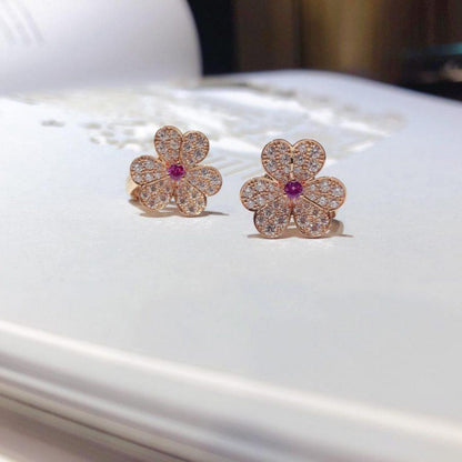 [⭐Mirelle]FRIVOLE PINK GOLD FLOWER DIAMOND EARRINGS