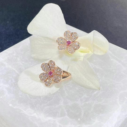 [⭐Mirelle]FRIVOLE PINK GOLD FLOWER DIAMOND EARRINGS