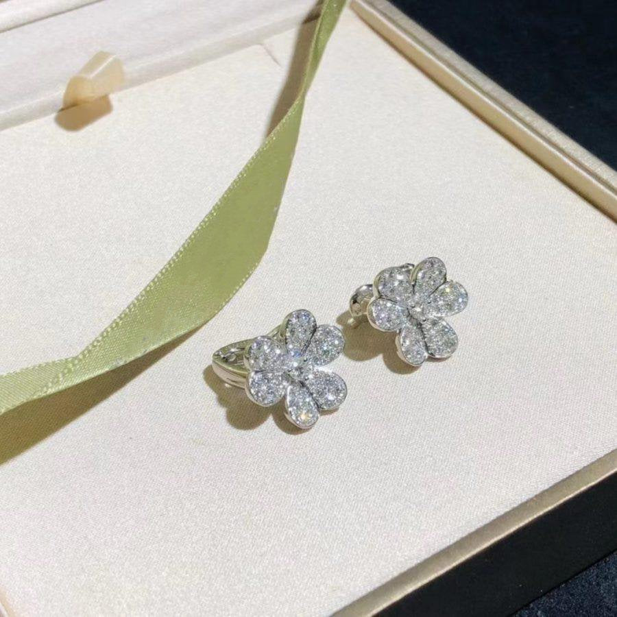 [⭐Mirelle]FRIVOLE SILVER FLOWER DIAMOND EARRINGS