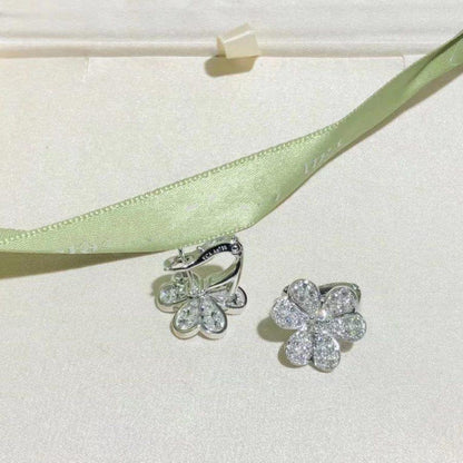 [⭐Mirelle]FRIVOLE SILVER FLOWER DIAMOND EARRINGS
