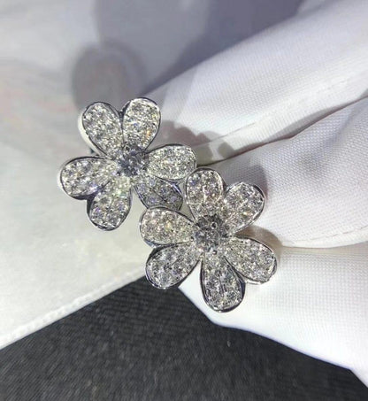 [⭐Mirelle]FRIVOLE SILVER FLOWER DIAMOND EARRINGS
