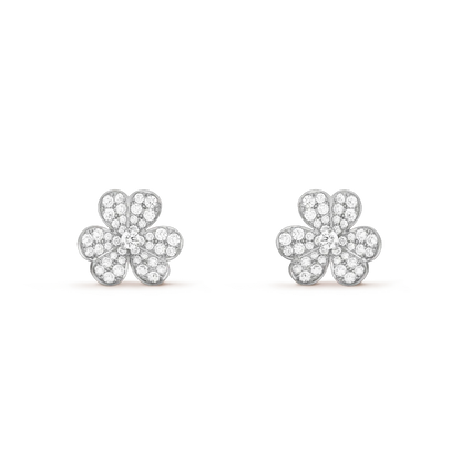 [⭐Mirelle]FRIVOLE SILVER FLOWER DIAMOND EARRINGS
