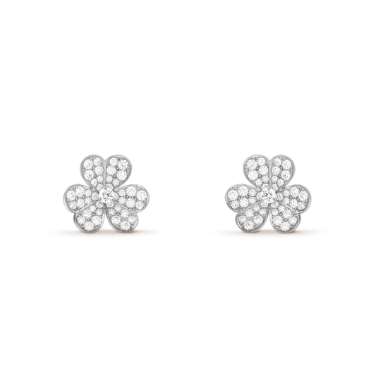 [⭐Mirelle]FRIVOLE SILVER FLOWER DIAMOND EARRINGS