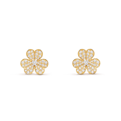 [⭐Mirelle]FRIVOLE GOLD FLOWER DIAMOND EARRINGS