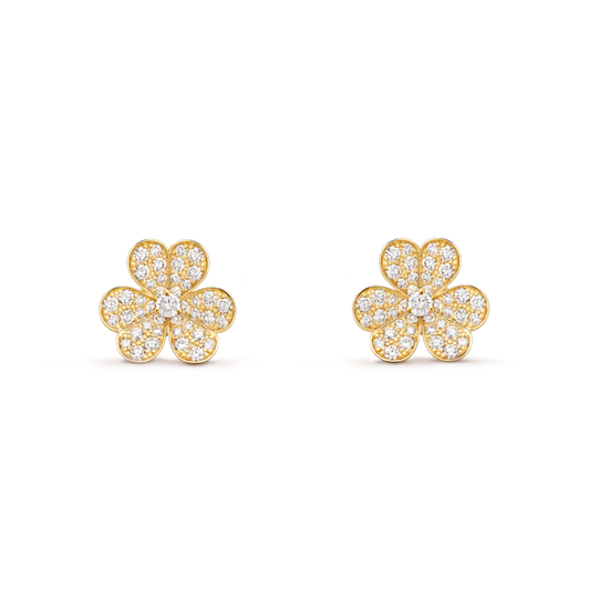 [⭐Mirelle]FRIVOLE GOLD FLOWER DIAMOND EARRINGS