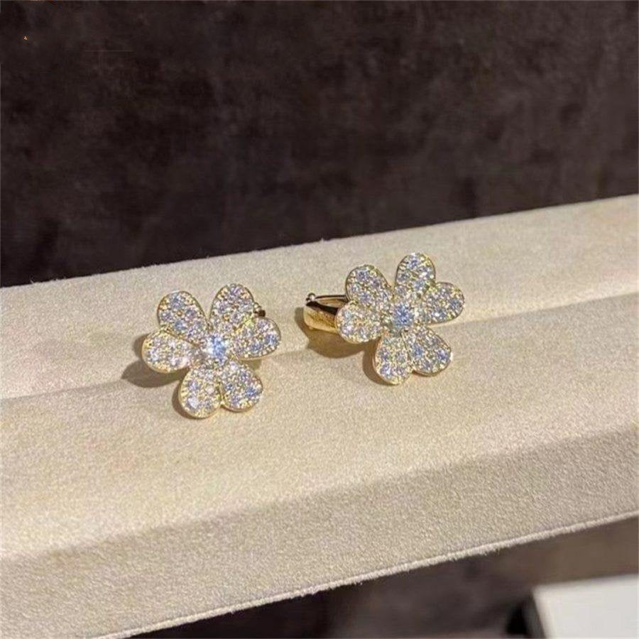 [⭐Mirelle]FRIVOLE GOLD FLOWER DIAMOND EARRINGS