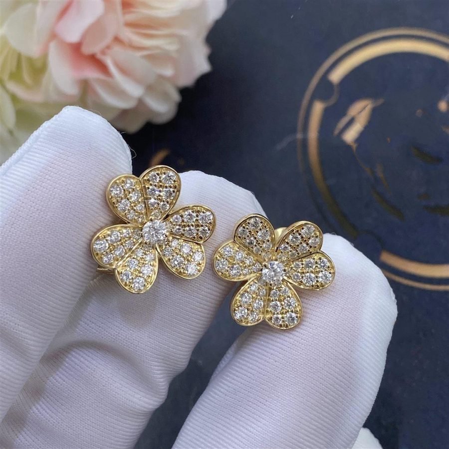 [⭐Mirelle]FRIVOLE GOLD FLOWER DIAMOND EARRINGS