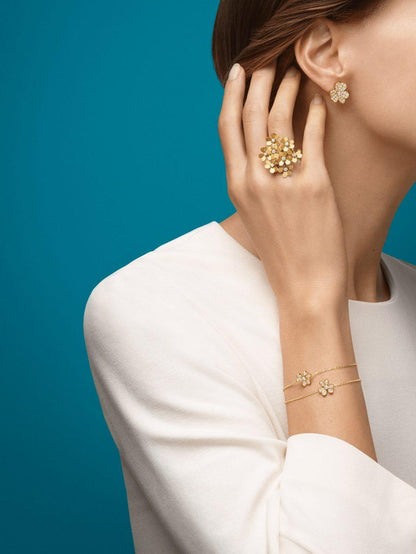 [⭐Mirelle]FRIVOLE GOLD FLOWER DIAMOND EARRINGS