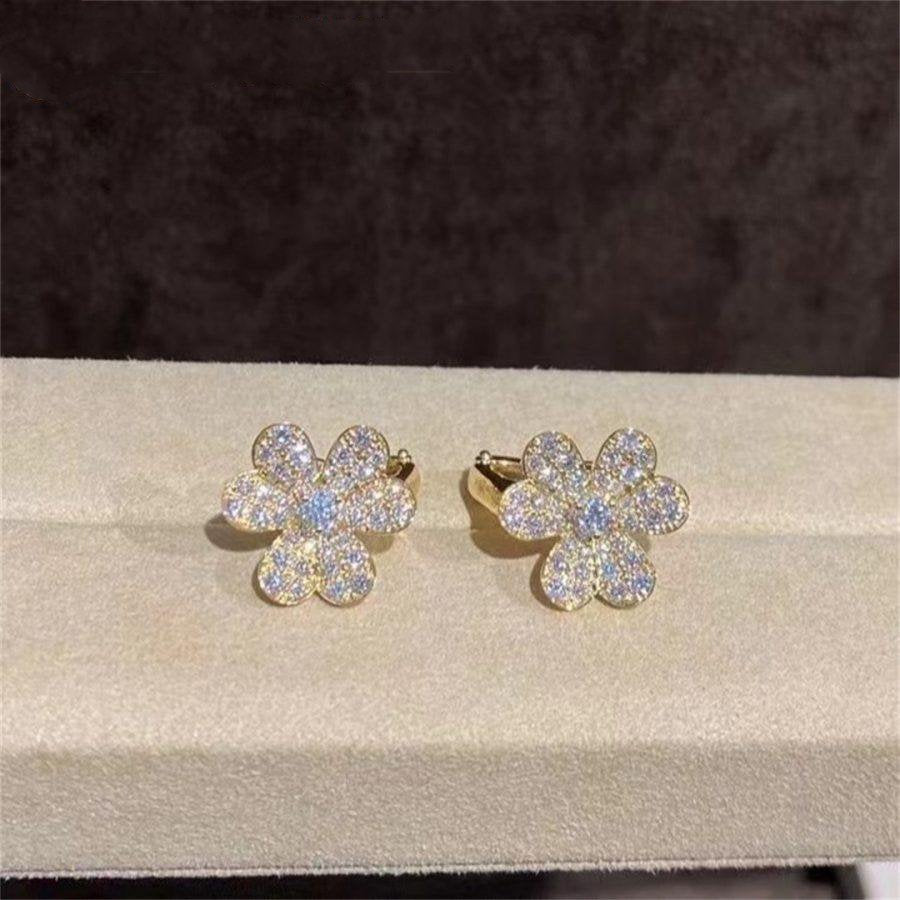 [⭐Mirelle]FRIVOLE GOLD FLOWER DIAMOND EARRINGS