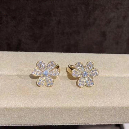 [⭐Mirelle]FRIVOLE GOLD FLOWER DIAMOND EARRINGS