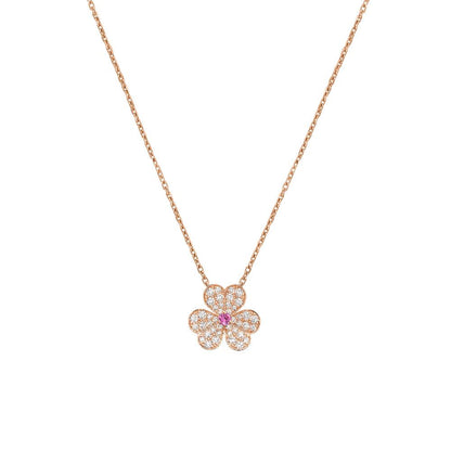 [⭐Mirelle]FRIVOLE ROSE GOLD FLOWER DIAMOND NECKLACE