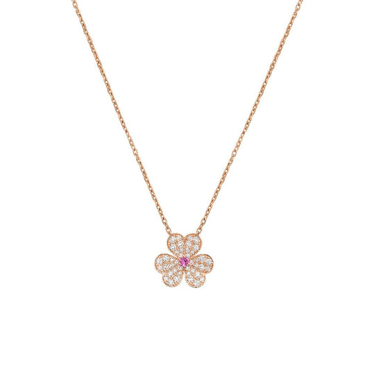 [⭐Mirelle]FRIVOLE ROSE GOLD FLOWER DIAMOND NECKLACE