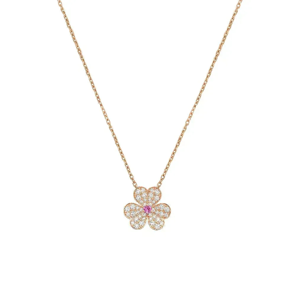 [⭐Mirelle]FRIVOLE ROSE GOLD FLOWER DIAMOND NECKLACE